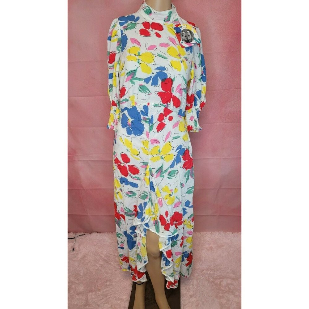 NWTRixo for Target Floral Mock Neck Cascade Ruffle Midi Dress Size 2  Multicolor